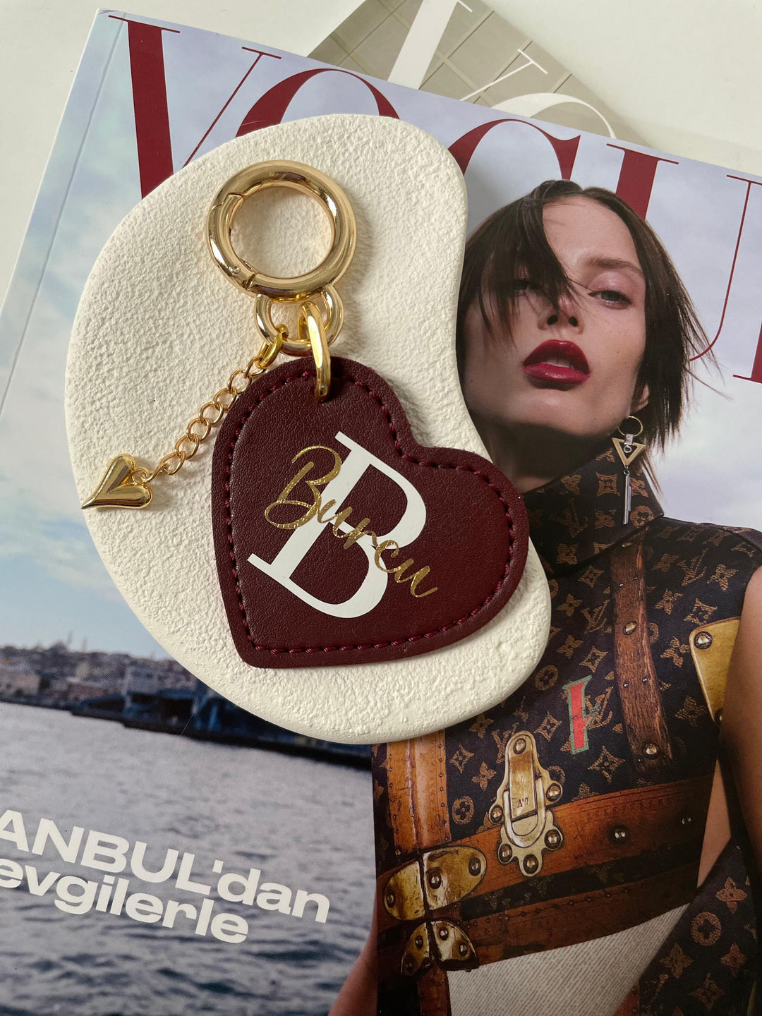 Kişiselleştirilebilir Deri Bordo Anahtarlık